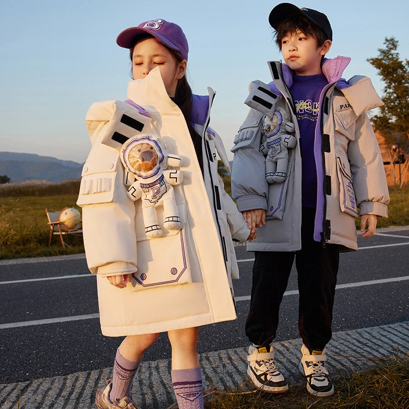 YAYA/鸭鸭新款儿童羽绒服中长款洋气女孩大童加厚外套男大童冬装