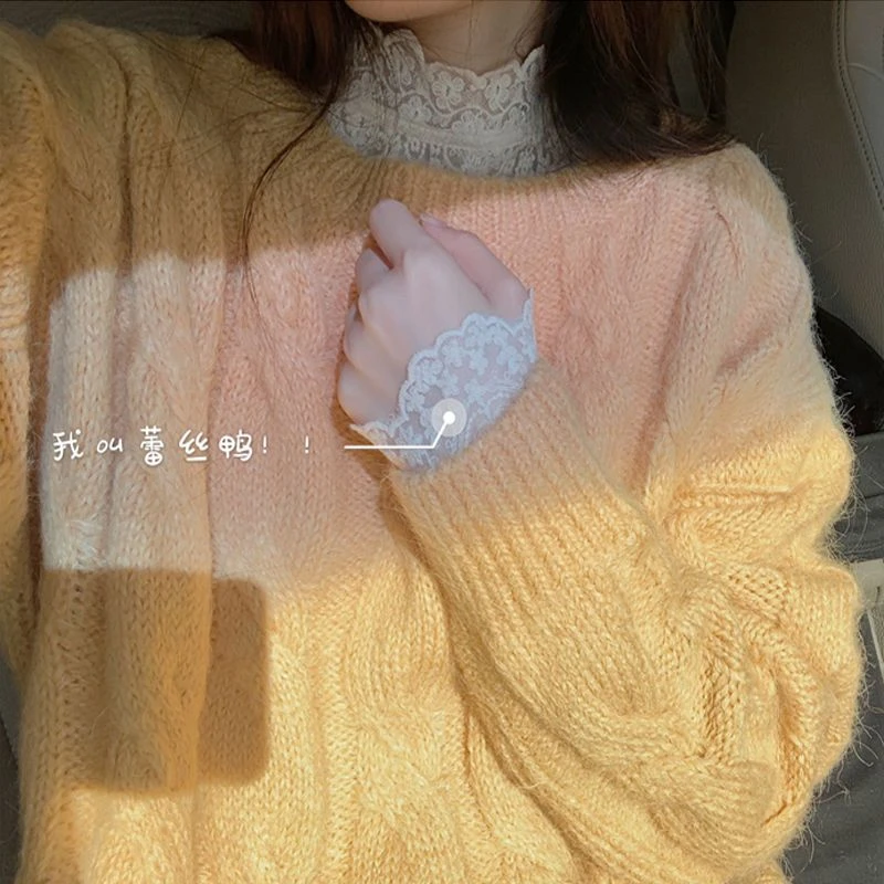 超仙内搭蕾丝衫长袖网纱打底衫女2023秋冬新款半高领洋小衫上衣