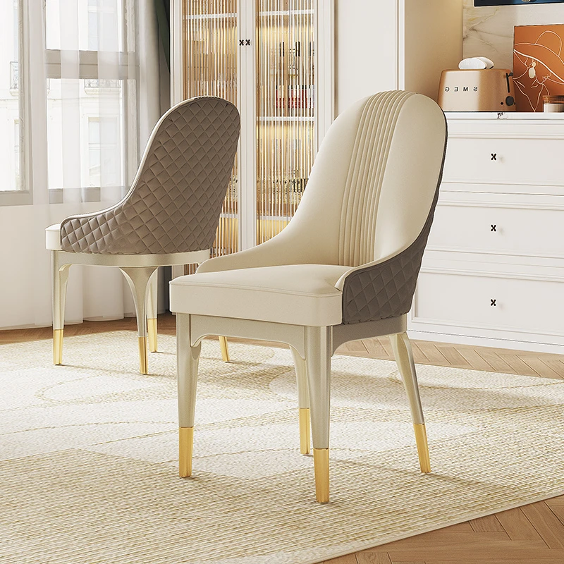 简菲娜美式轻奢法式餐桌头层牛皮椅子简欧皮椅餐桌椅619076P