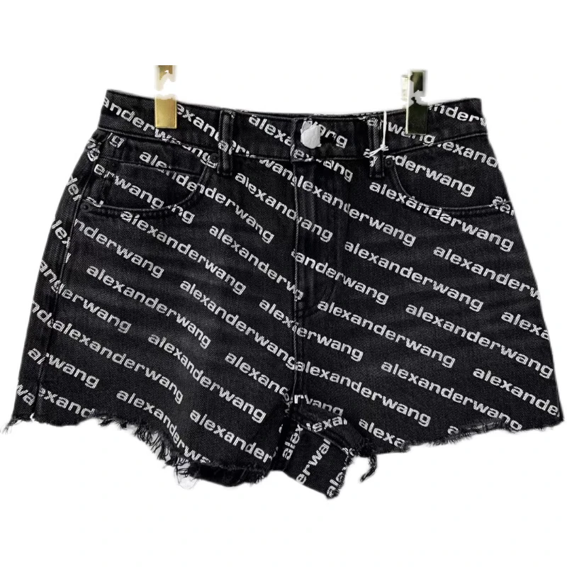 全新未使用 Alexander Wang 亚历山大王 印花牛仔短裤4DC1214896