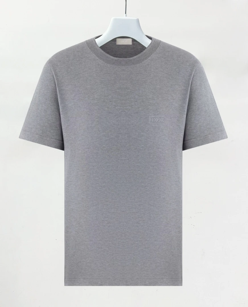 全新未使用 DIOR/迪奥 M0 男装小logo灰色短T  413J650A0862 男装