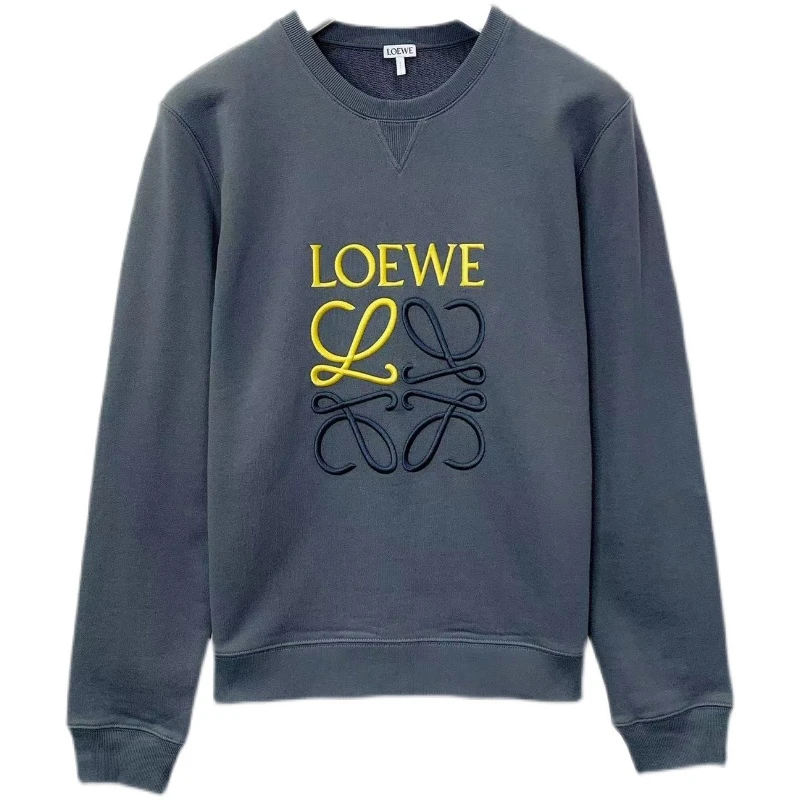全新未使用 LOEWE/罗意威 春夏蓝灰胸前撞色Logo男卫衣H526Y24X10