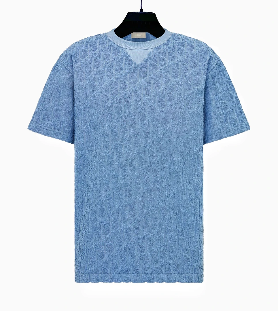 全新未使用 DIOR/迪奥 24潮流时尚满印LOGO蓝色短袖 113J692A0614