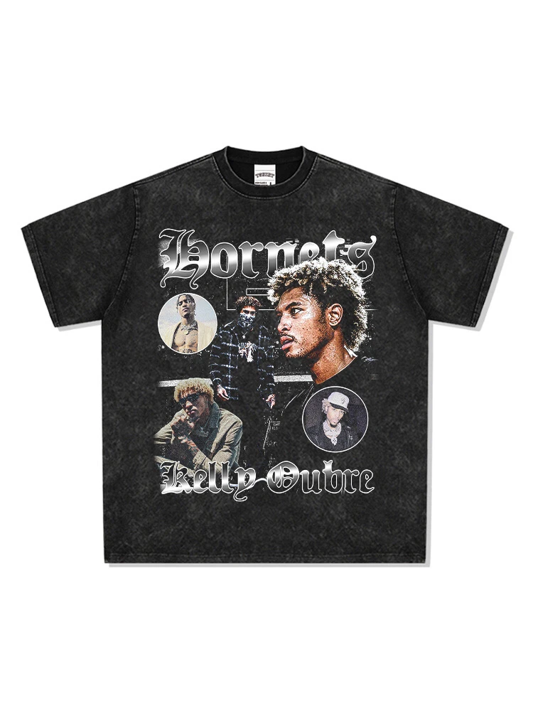 WZW美式篮球乌布雷印花T恤潮流重磅男宽松休闲复古上衣