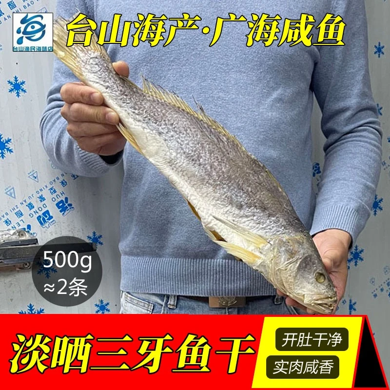 台山特产 广海三牙咸鱼干 三齿鱼 广东滑鱼划仔 海产干货 500克