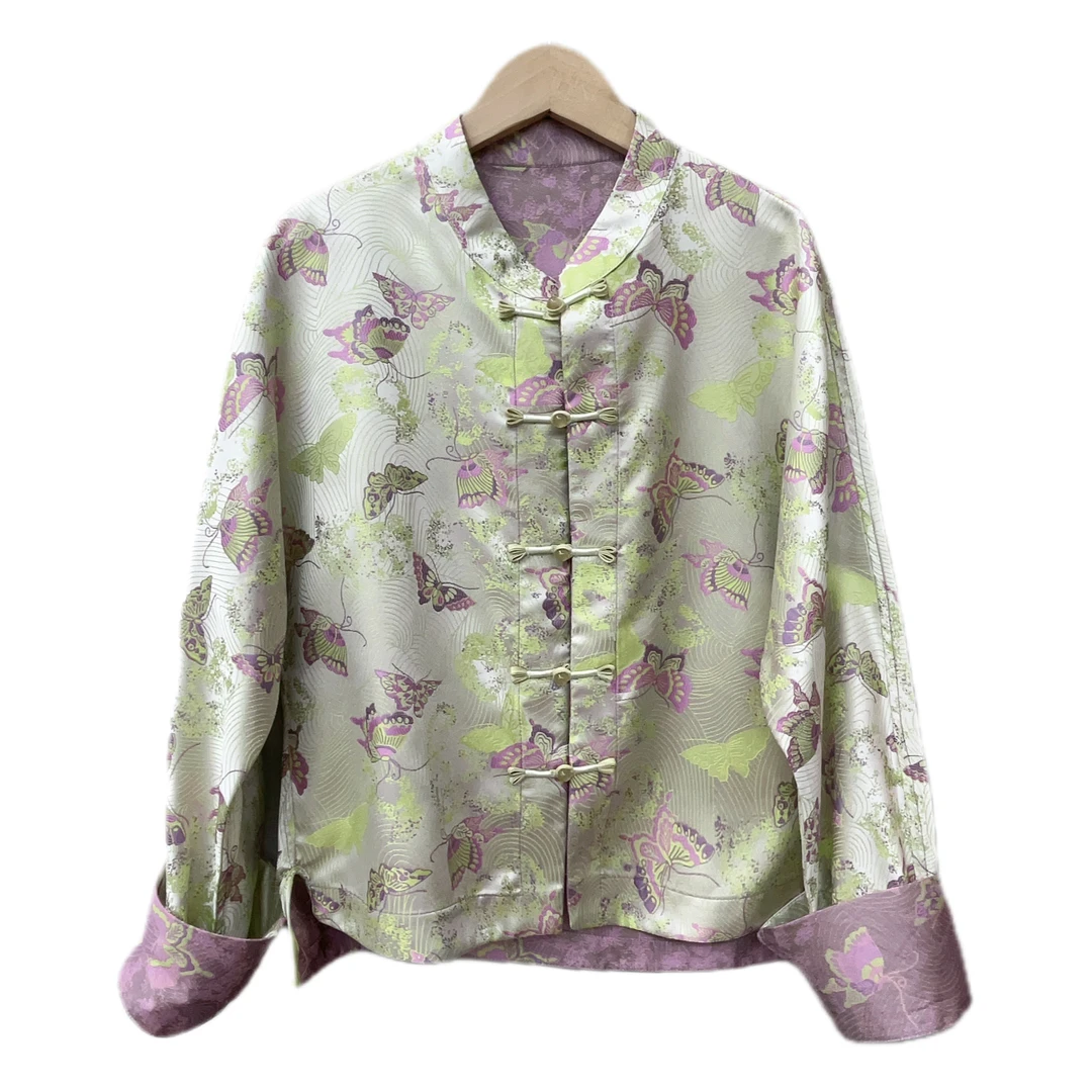 【琉璃坊】专属定制  新款宋锦彩蝶翩翩双面穿外套上衣