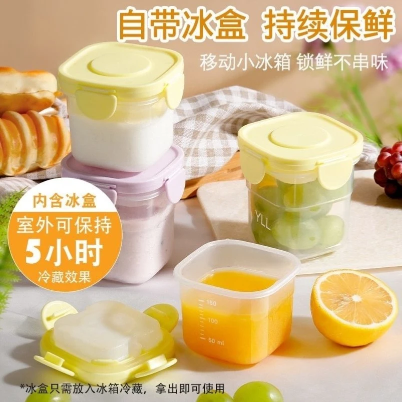 夏日移动小冰箱保鲜盒外出水果便当盒自带冰盒可拆卸的保冷食物盒