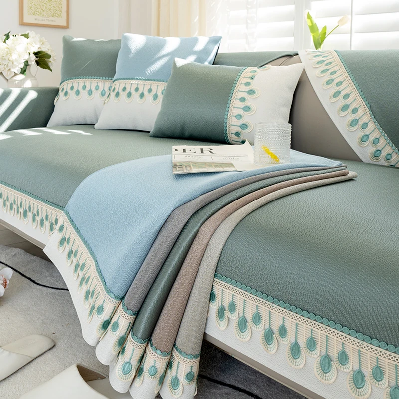 轻奢冰丝沙发垫夏季夏天款凉席垫简约现代高端防滑皮沙发套罩坐垫