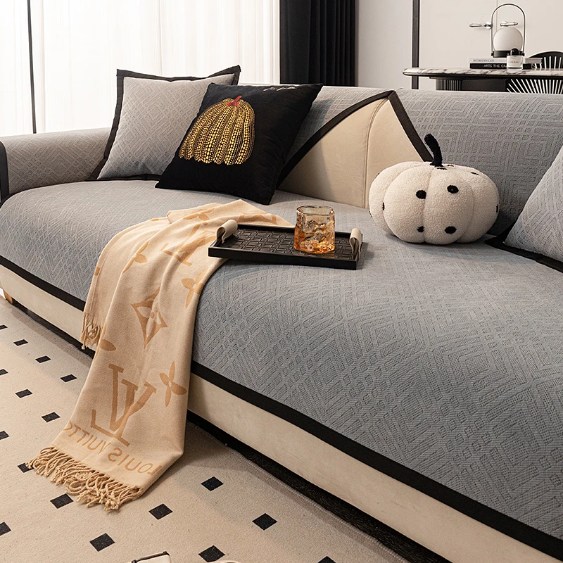 沙发垫雪尼尔高档四季通用简约现代防滑北欧坐垫子轻奢皮沙发套罩