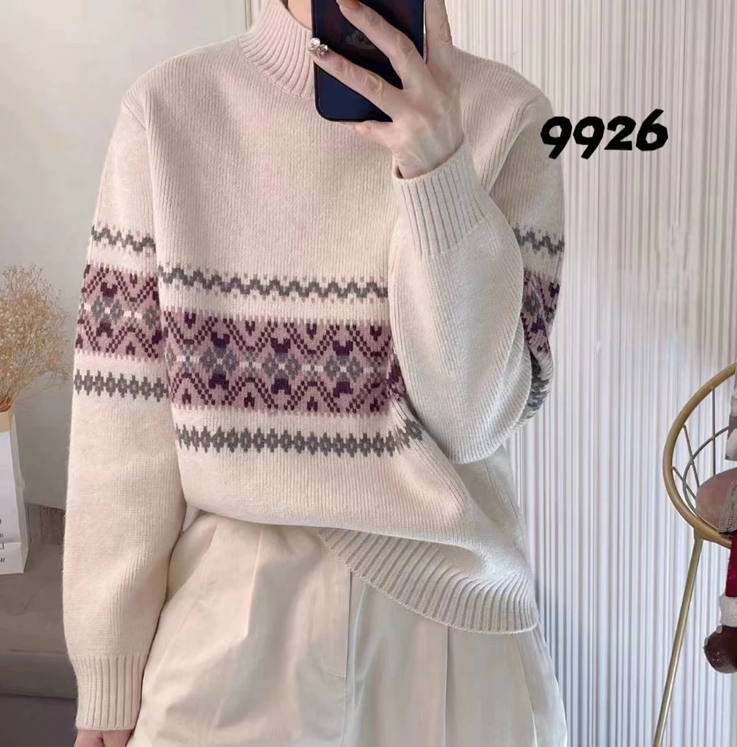 网红圆领套头秋冬百搭条纹毛衣