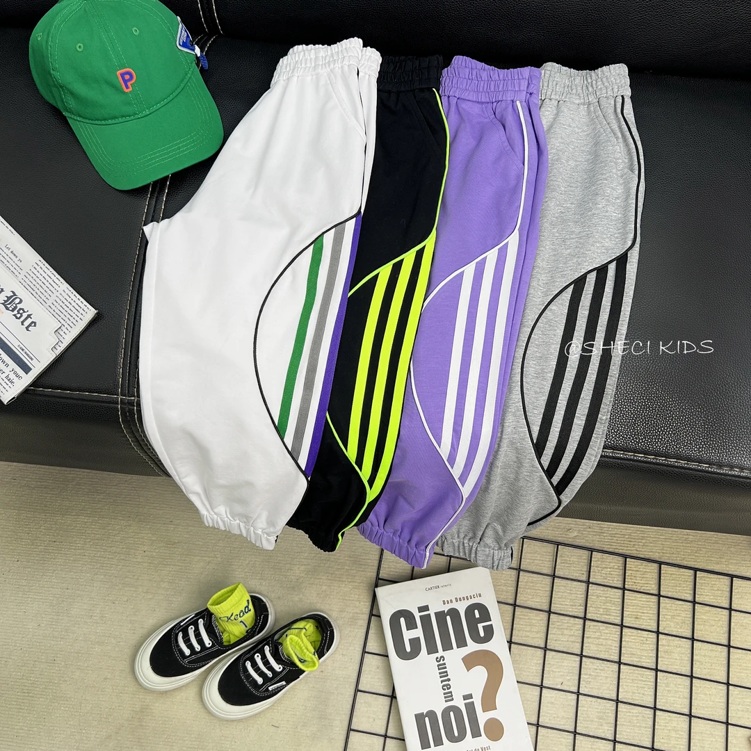 【弯道超车】男女童夏季新款休闲裤中大童裤子百搭撞色长裤运动裤