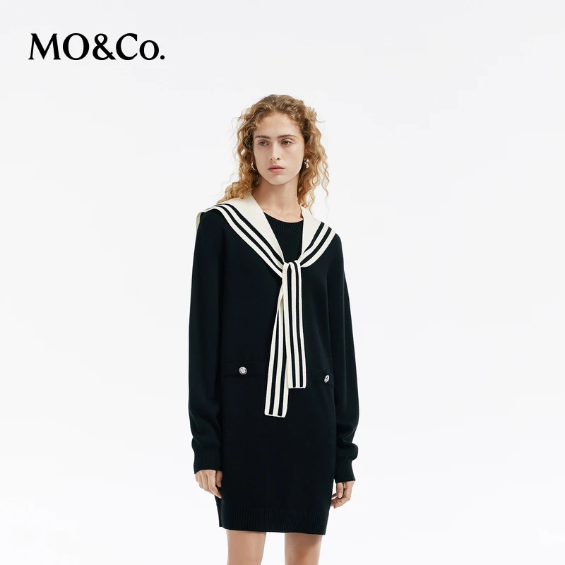 MOCO春独立海军领披肩连衣裙MBD1DRS059