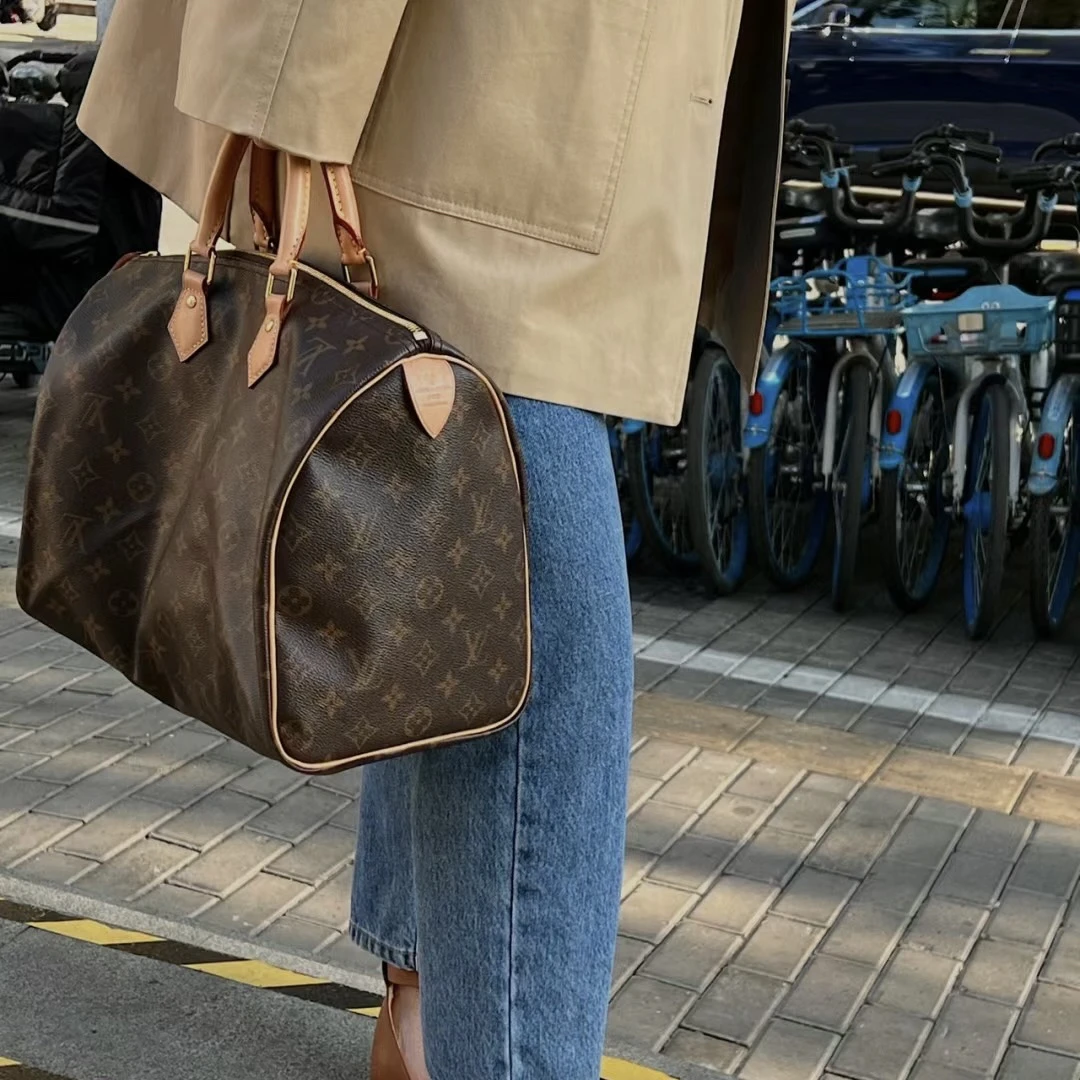 95新 LouisVuitton/路易威登 Lv 老花35手提包xj473