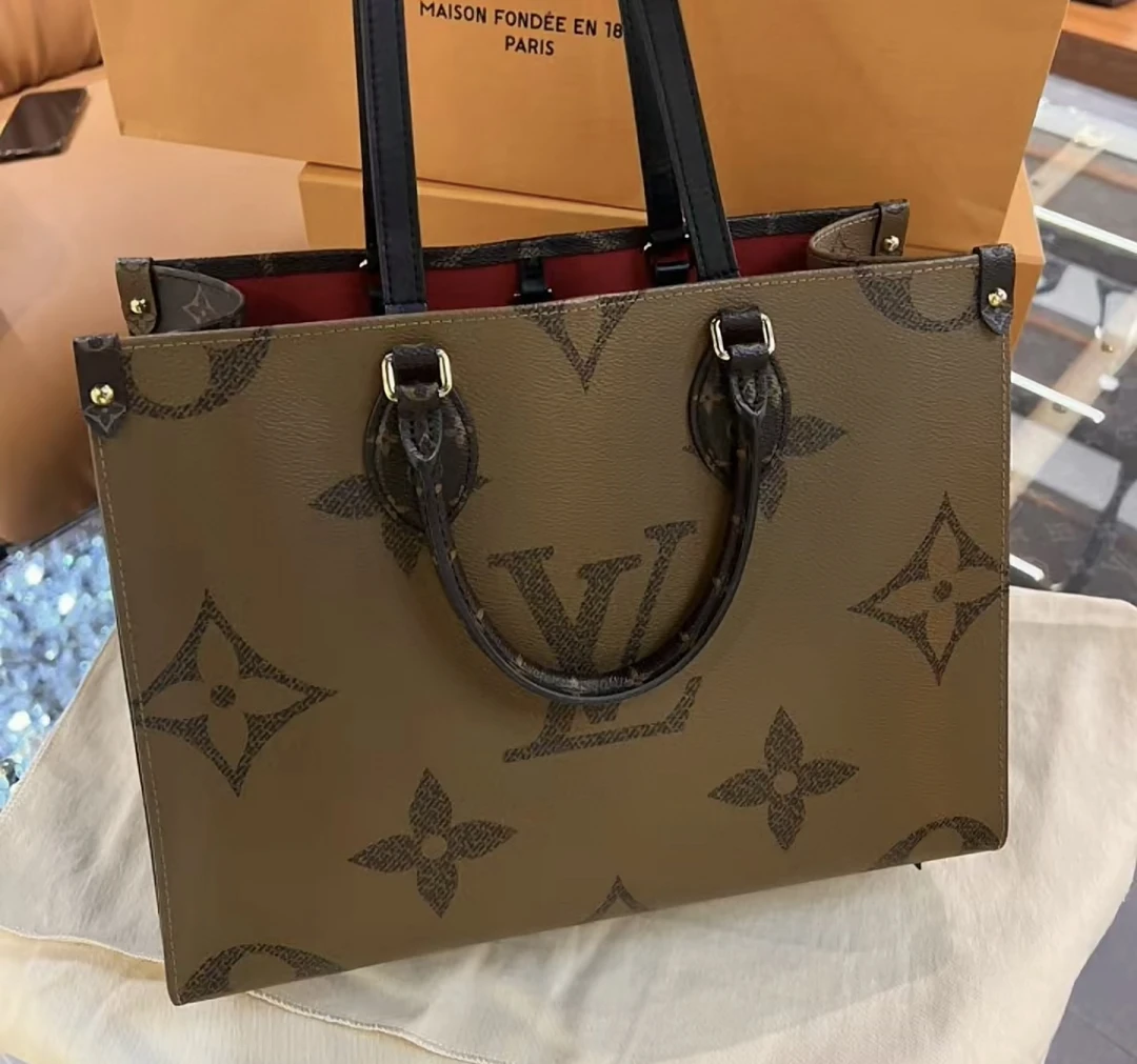 95新 LouisVuitton/路易威登 onthego 老花托特中号973077