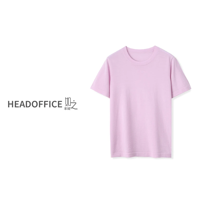 『价格已开』100支精纺扬子纱黄金羊毛圆领羊毛衫女薄款短袖打底