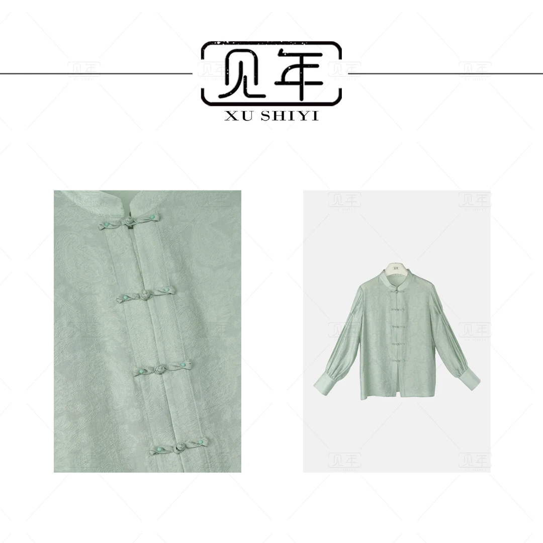 见年【清秋】新中式国风盘扣斜襟百搭时尚上衣F8090