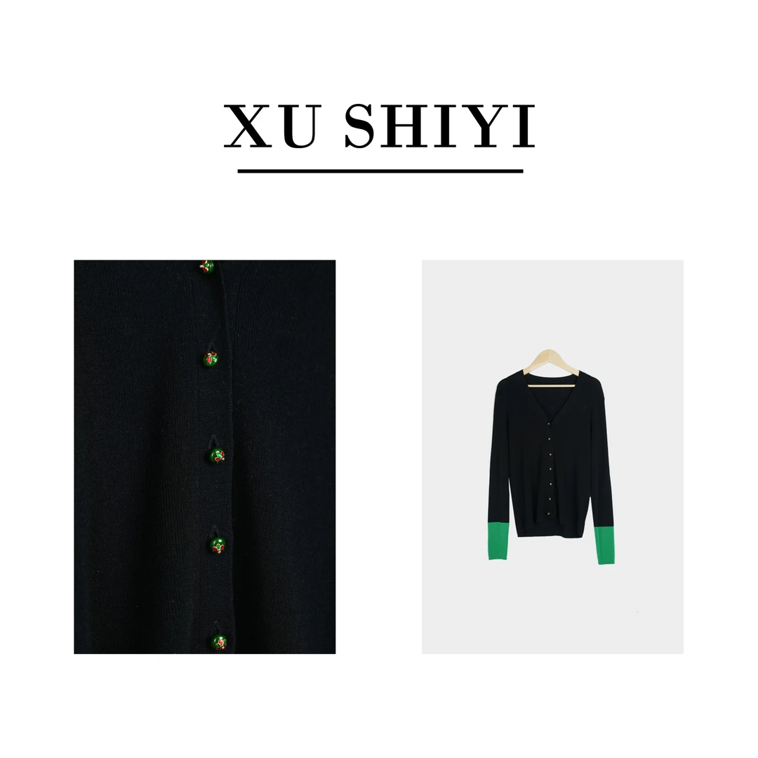 见年【玉翡】法式气质轻熟风开衫初秋新款时尚洋气针织衫E6811