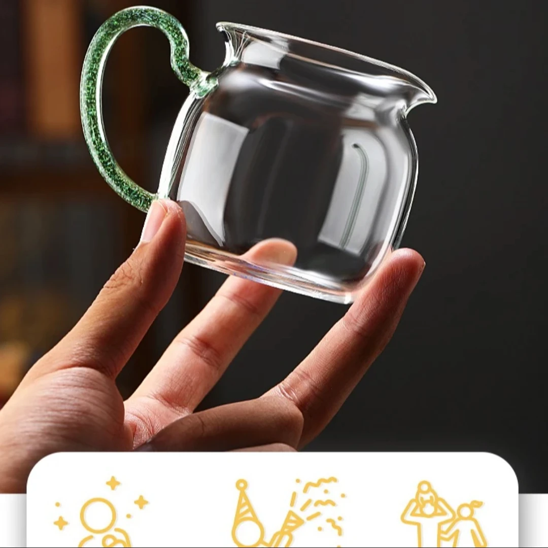 200毫升汝红小圆满公道杯晶彩系列分茶器高硼硅玻璃超透高透茶海