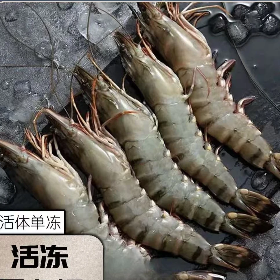 速冻无冰衣 黑虎虾 26-30规格 3斤/盒 40只左右