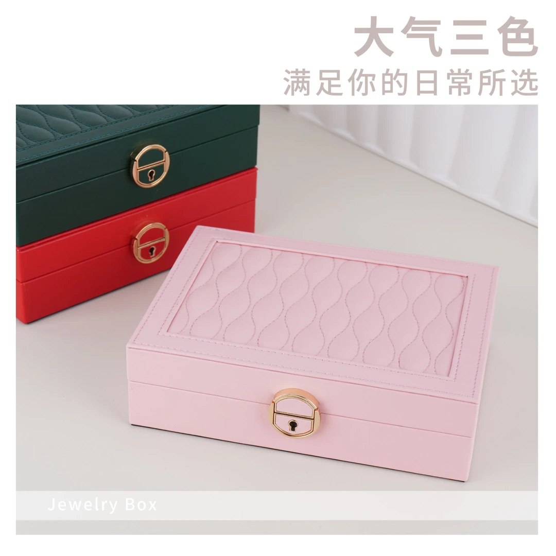 首饰盒/箱 高端皮质精致时尚创意单层饰品项链戒指耳饰收纳盒