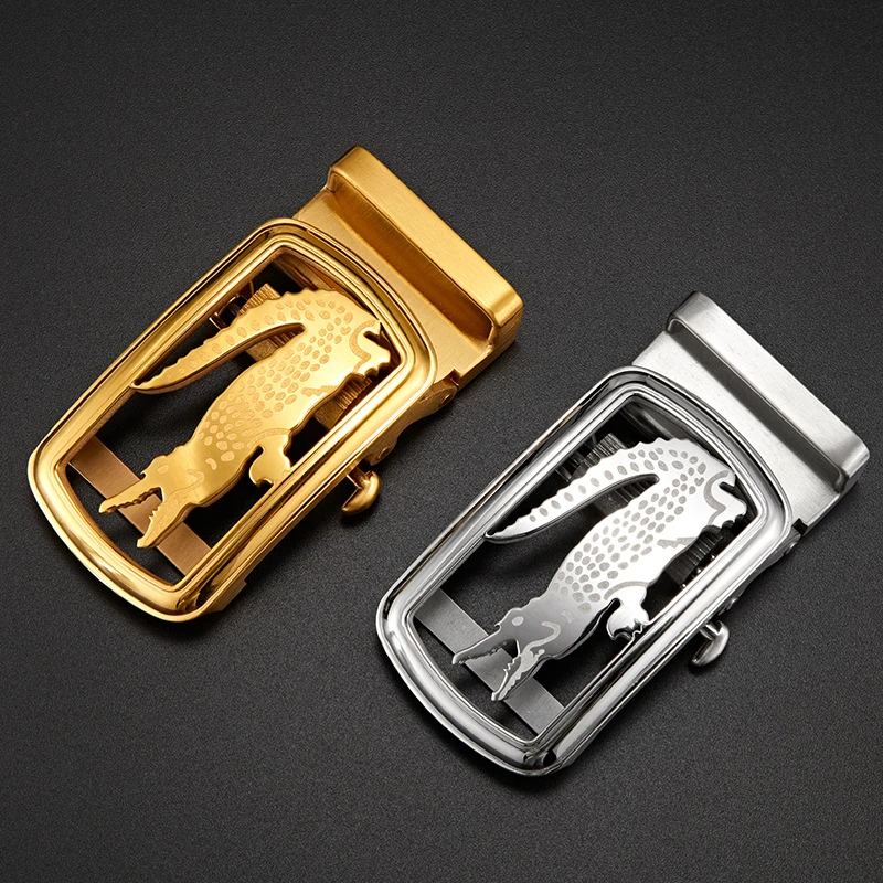 男不锈钢无牙自动扣皮带扣头3.8无孔无牙腰带头适合泰国鳄鱼皮带