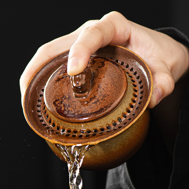 手抓壶复古柴烧盖碗茶杯单壶防烫个人便携旅行功夫茶具泡茶器茶壶