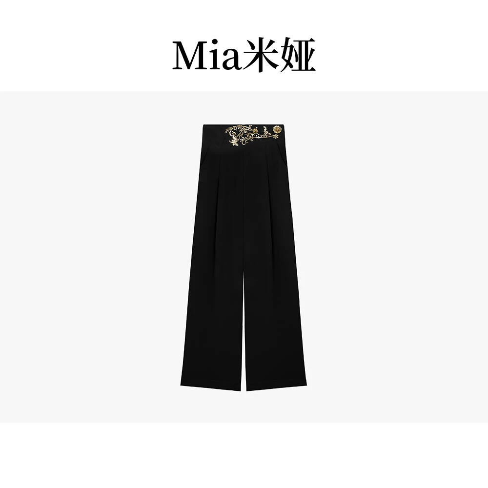 米娅 春秋新款流行时尚气质百搭休闲裤子显瘦直筒西装长裤 DY5256