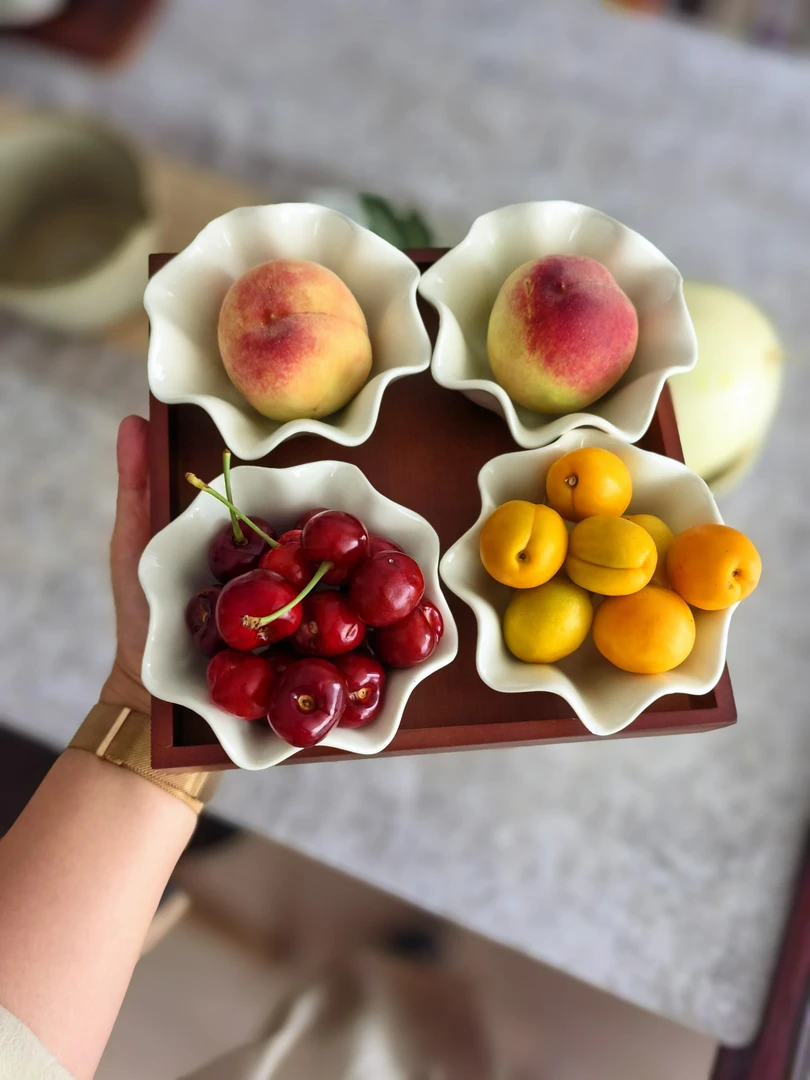 家用创意水果盘陶瓷干果盘茶点盘点心盘糖果盘手工碟子果盆