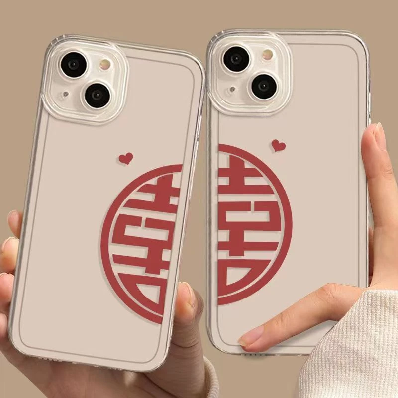 苹果14PRO情侣透明iPhone13防摔12爱情手机壳XR结婚ins简约爱心