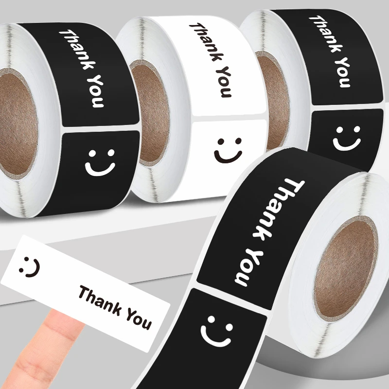 高级简约感谢封口贴英文thank you 笑脸外卖咖啡封口不干胶标签