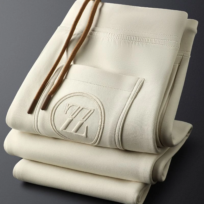 轻奢品质束脚运动裤男修身弹力字母刺绣卫裤2024秋冬男士休闲长裤