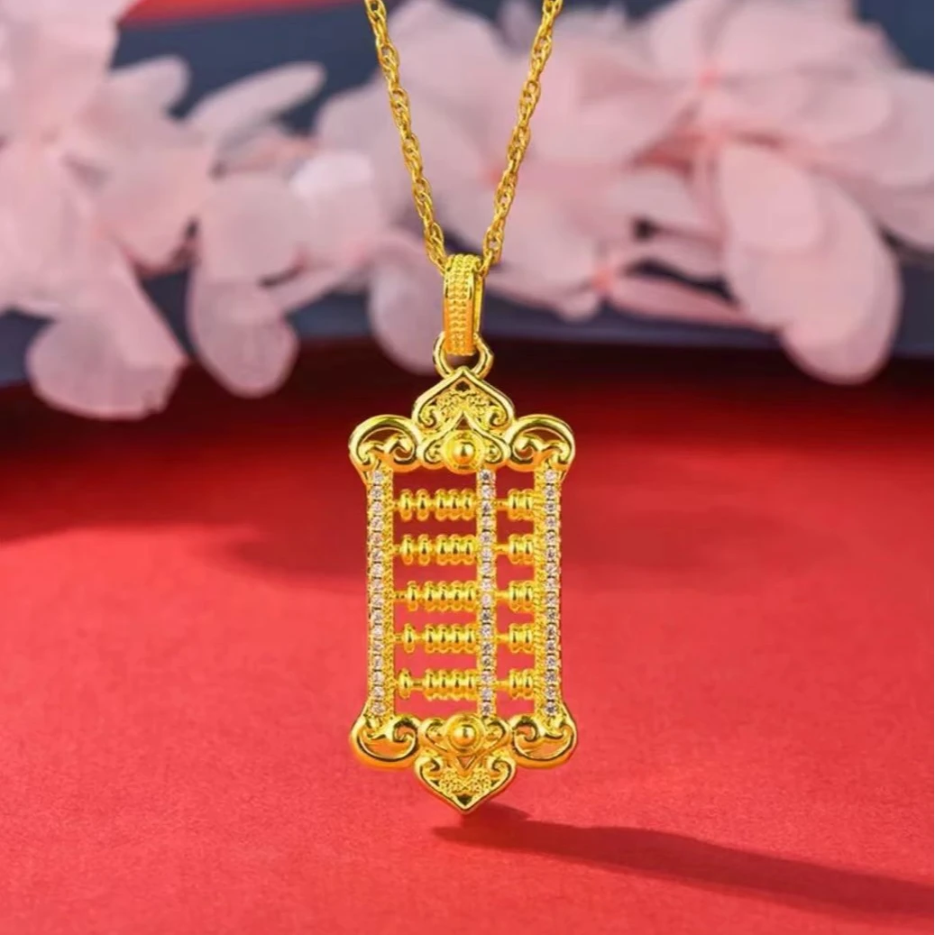 铜合金项链 如意算盘气质时尚百搭女款轻奢经典精美精致古法