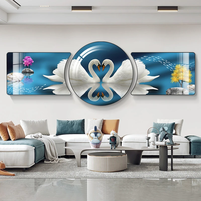艺环宇天鹅相守相爱创意客厅沙发画餐厅卧室装饰画【严选wx】