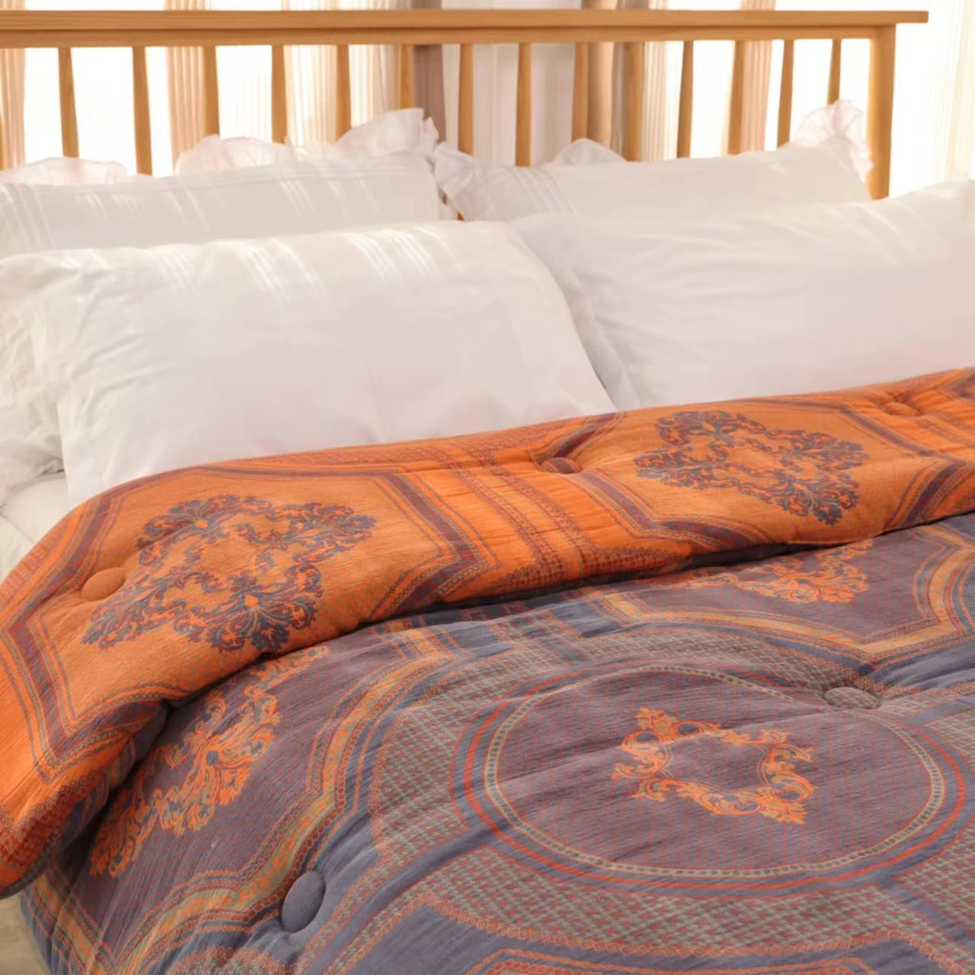 【汉赛尔】2.0*2.3M高端纯棉双层纱舒适柔软亲肤保暖可机洗秋冬盖被