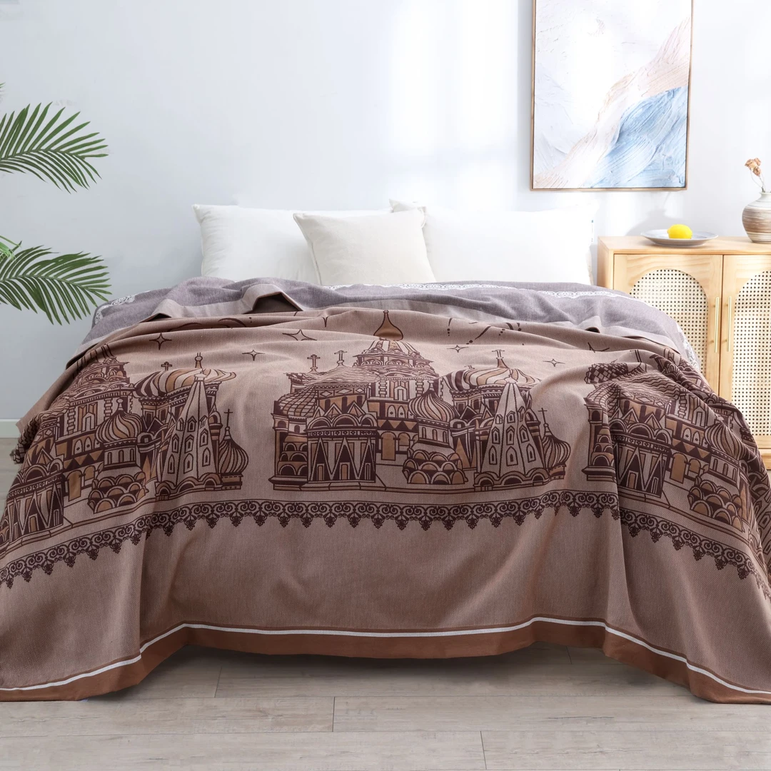 【浮生梦】2.3*2.5M纯棉A类舒适柔软亲肤透气机洗四季通用双面床盖