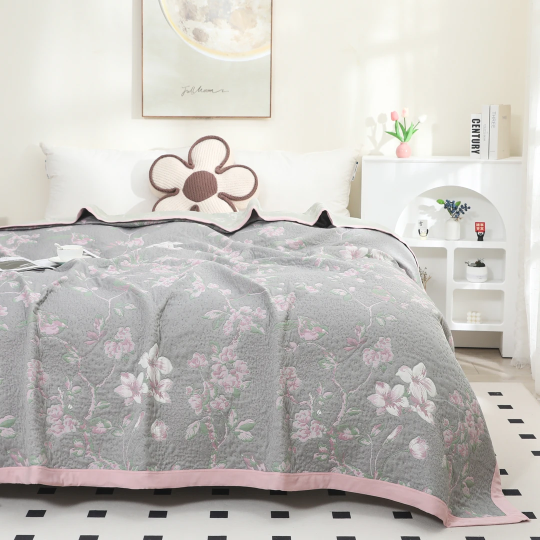 【鸟与花香】2.3*2.5M高端A类柔软亲肤保暖加厚可机洗四季双面床盖