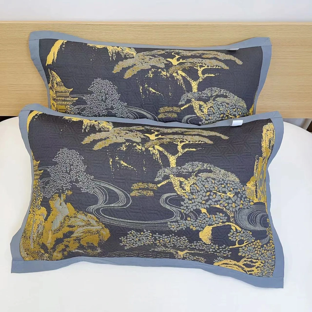 【江山如画】50*80cm新款A类舒适柔软亲肤透气隔脏机洗四季枕巾一对