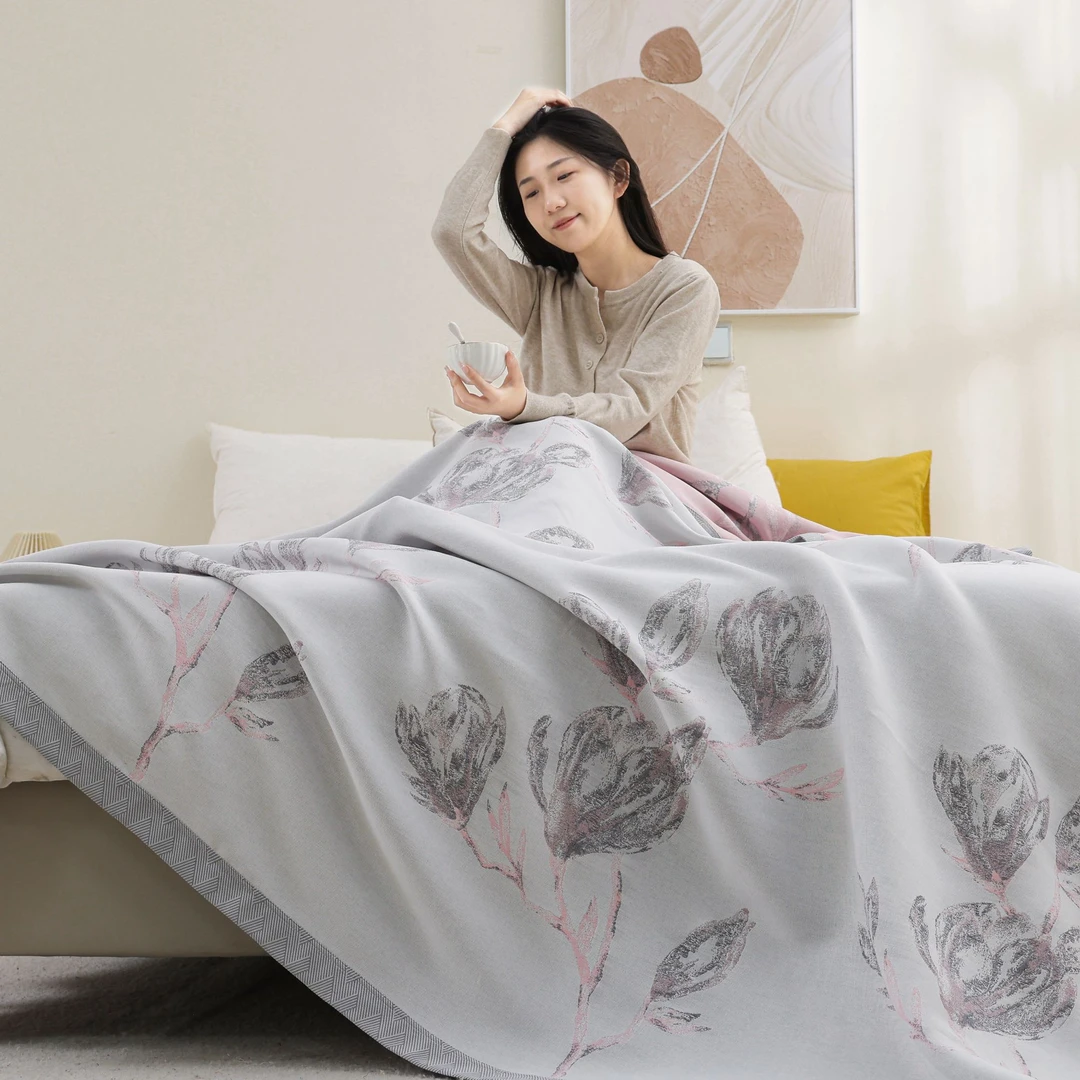 【一念花开】2.0*2.3M高端A类柔软亲肤保暖可机洗四季通用双面床盖