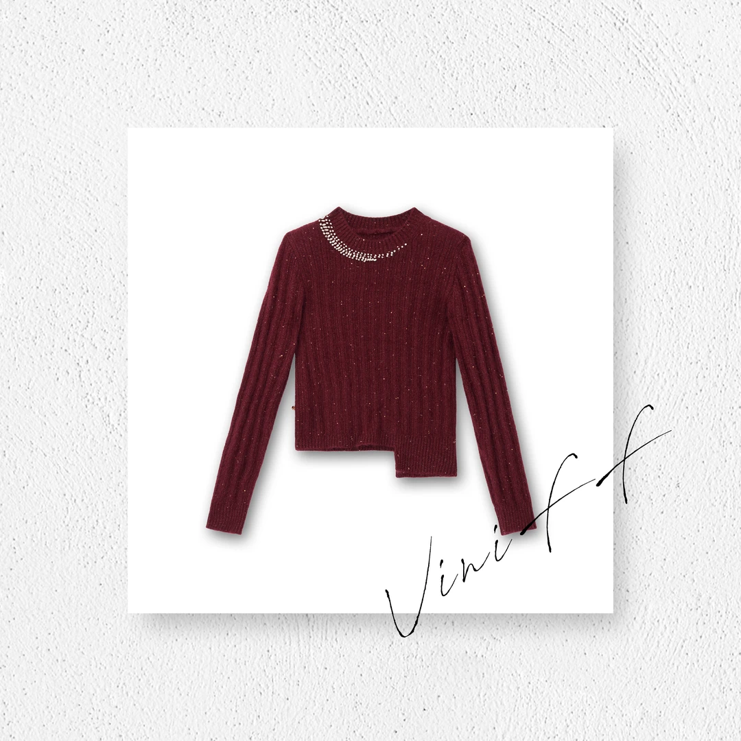 WJING｜ 【反季】356「玛瑙河」重工手工钉珠毛衣CA4DM109