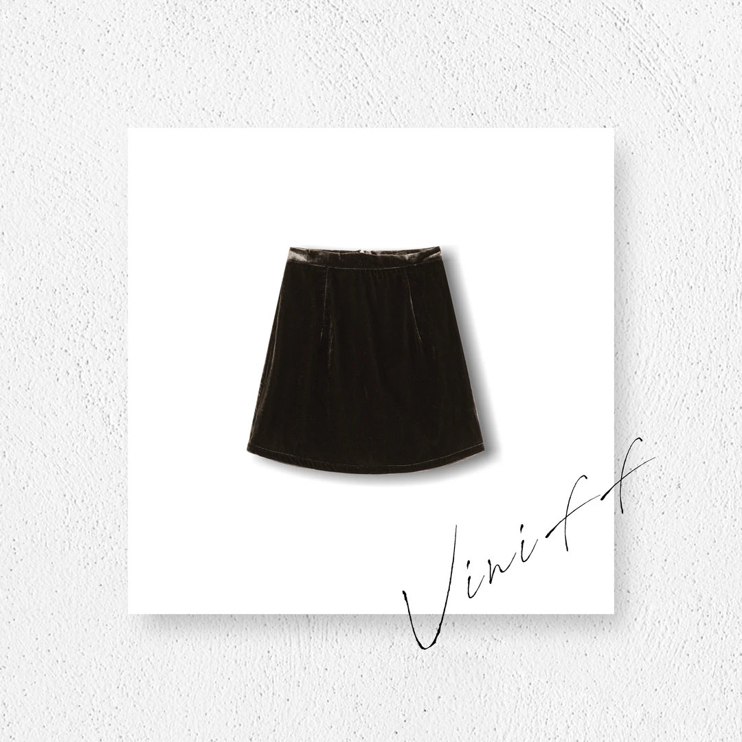 ViniFF ｜ 秋冬新品水染丝绒双折半身裙D40759