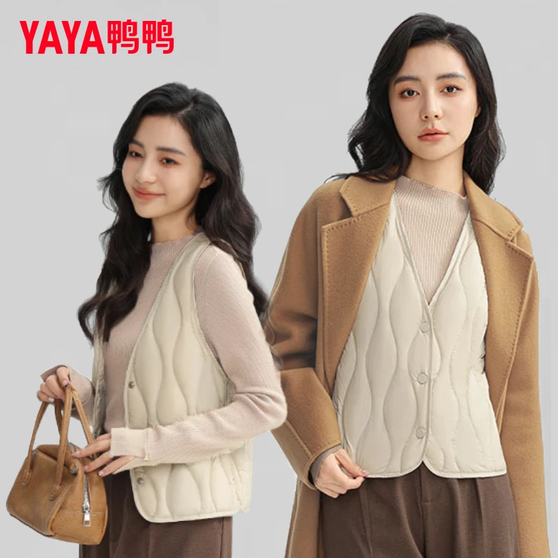 鸭鸭轻薄时尚休闲百搭羽绒背心坎肩女马夹马甲春秋冬短款内搭外穿