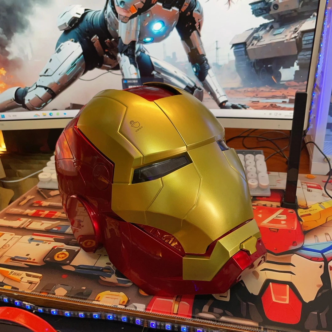 【开播福利钢铁侠】灯光音乐触摸感应发光音乐面具头盔COS真人可戴