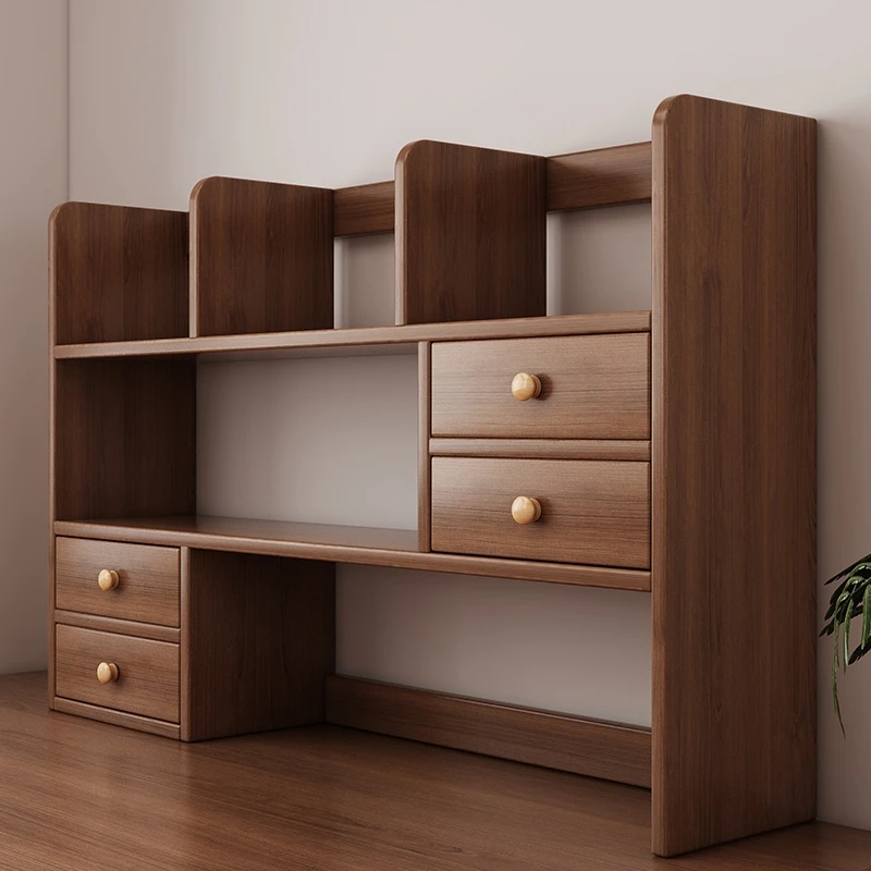 学生书桌收纳架实木桌面书架置物架桌上儿童书柜飘窗储物简易柜子