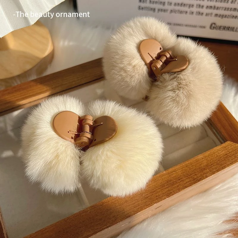 可爱发夹毛绒绒发夹鲨鱼夹秋冬网红ins风毛绒高马尾抓夹发饰气质