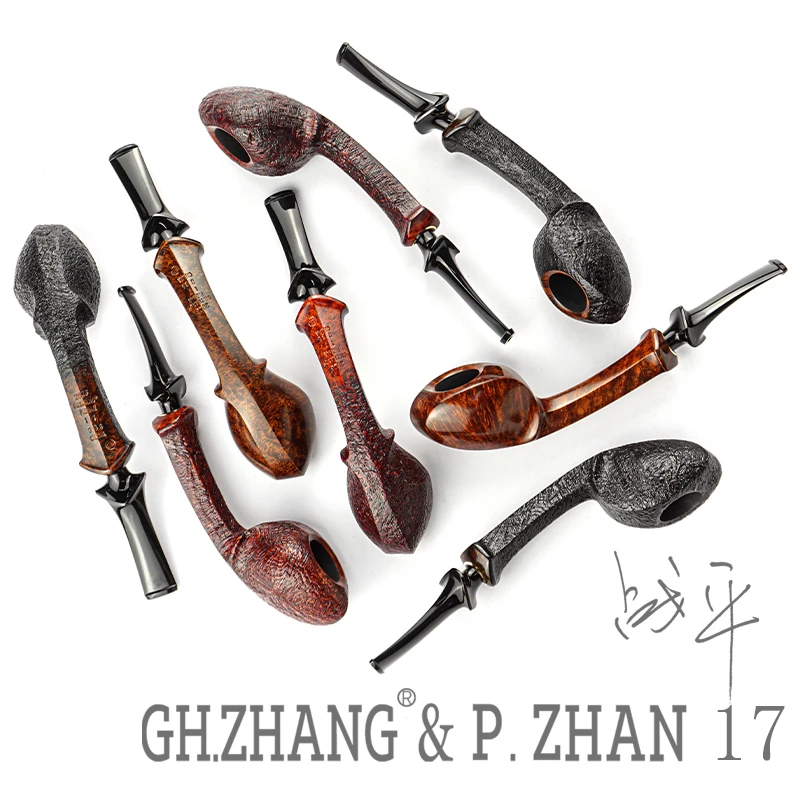GH.ZHANG& P.ZHAN 17男士大师联名款战平石楠木烟斗烟具长柄河豚