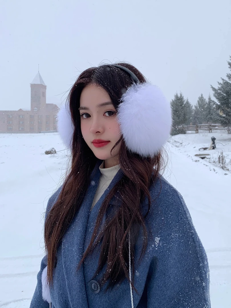 超大真狐狸毛皮草耳罩可爱毛绒护耳耳捂子保暖毛毛耳包防冻耳套女