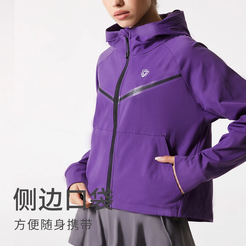 科里芙秋冬加绒保暖外套显瘦休闲弹力连帽拉链运动茄克