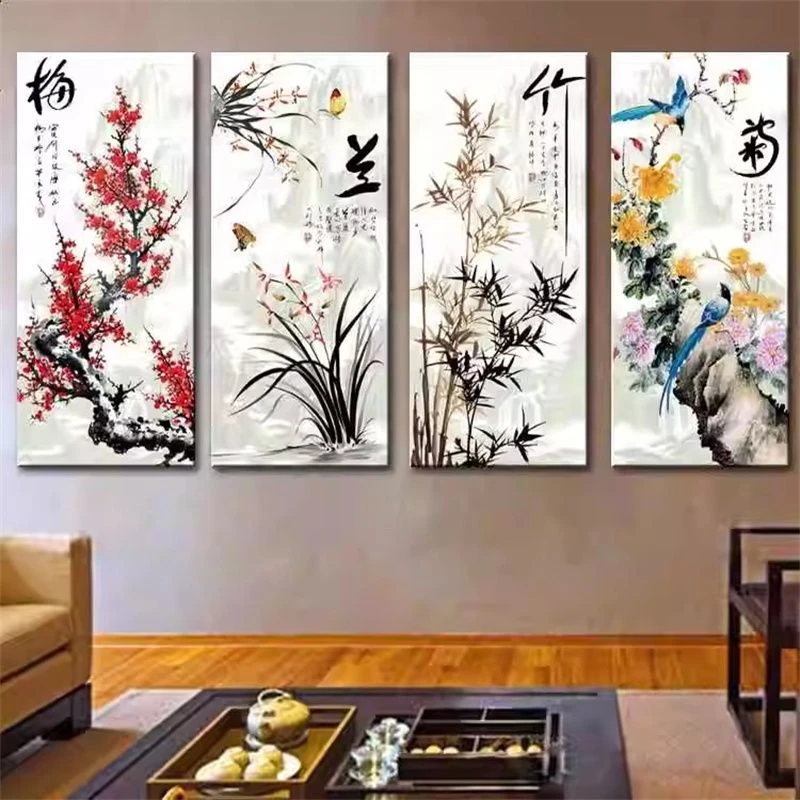 纯手工绣好的十字绣成品幸福鸿运兴旺三联画荷花客厅卧室装饰画