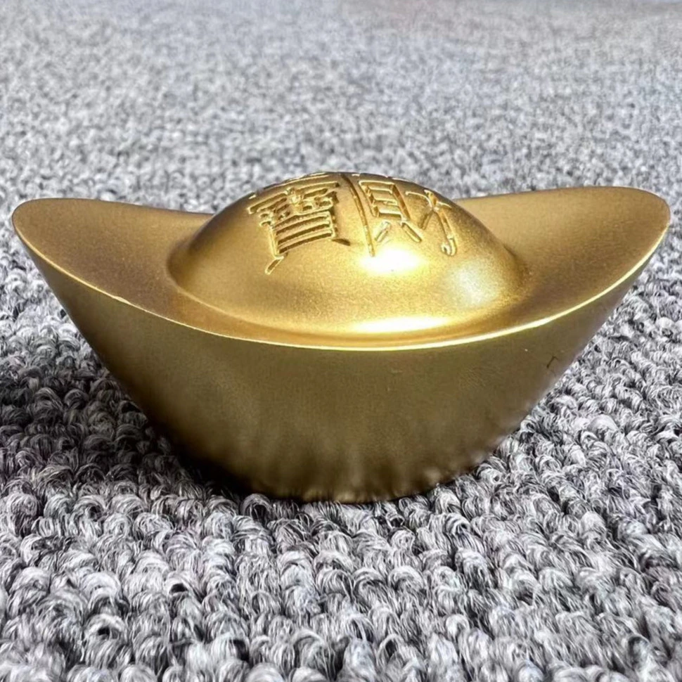 华昂工艺品 金色精致创意实心元宝摆件（长5cm）