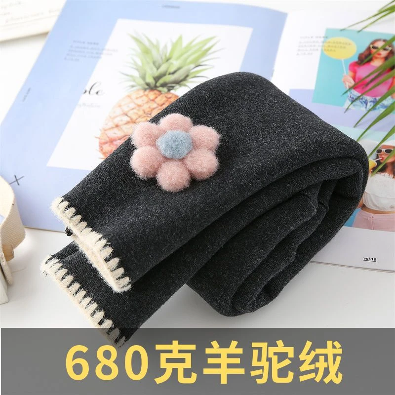 女童加绒加厚裤子 新款儿童羊驼绒超厚打底裤外穿洋气保暖防风